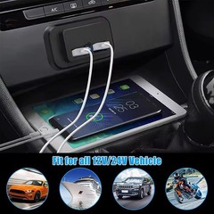 12-24V 4.8A Dual USB PD QC3.0 Car Boat RV Charger Socket LED Power Outlet