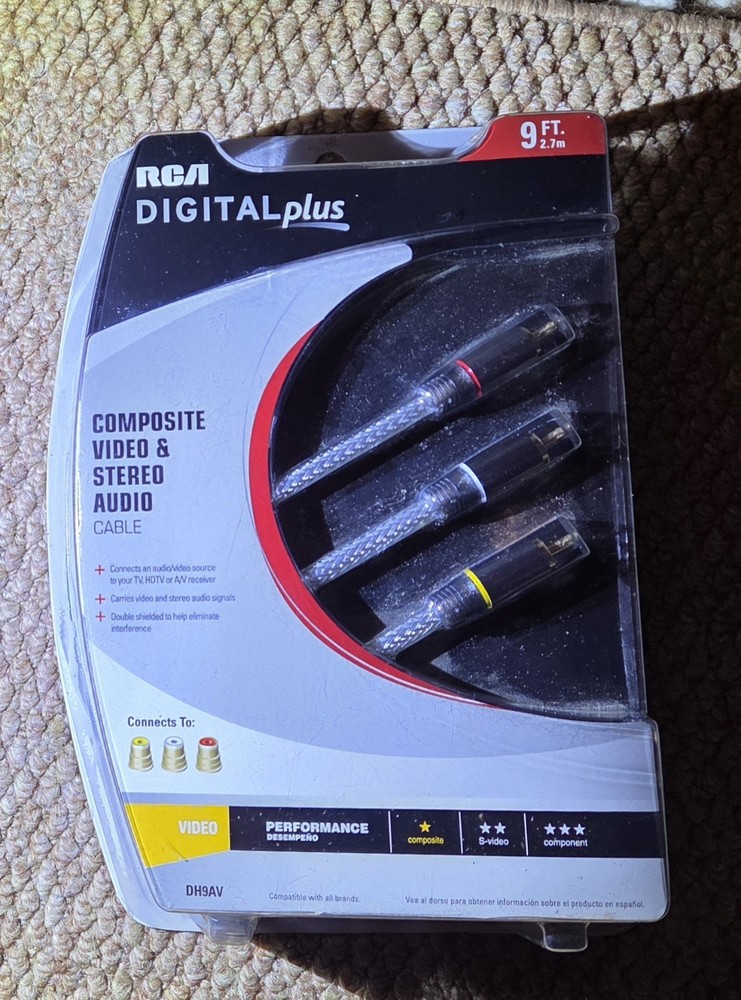 RCA Digital Plus DH9AV 9 Foot Video and Stereo Audio Cable New Brand New S Video