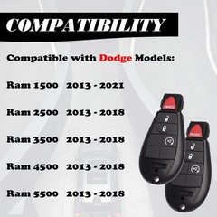 Dodge Ram Key Fob Replacement 2013-2021 Set of 2 Keyless Entry Remote