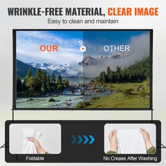 VEVOR Projector Screen with Stand 120 inch 16:9 4K 1080 HD Movie Screen Tripods