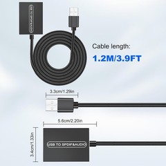 USB2.0 to Optical Toslink 3.5mm Audio Adapter Type-A C PS5 NS Laptop Soundbar