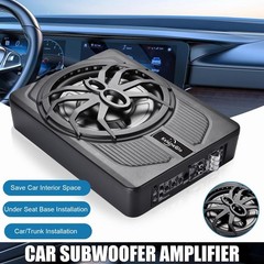 1200W Powered Car Truck Sub: Slim Under-Seat 10″ Subwoofer w/ Amp Kit Speaker