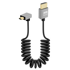 90 Degree 4K Short Micro HDMI to HDMI Coiled Cable,Up Angle Micro HDMI Male t…