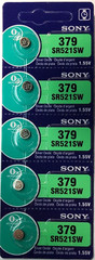 379 SONY 5PK 1.55V SILVER OXIDE (GOOD EXP 10/30) SR521SW 280-59 FREE SHIPPING