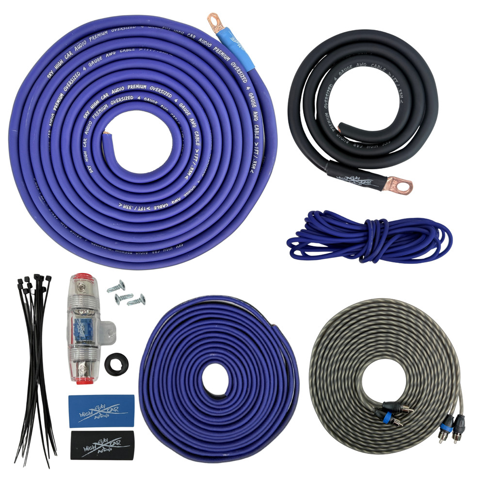 Sky High Car Audio 4 Gauge CCA Amp Kit Complete Install Power Ground RCA Color