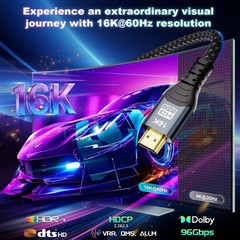 High-Speed 16K HDMI Male to Female Extension Cable 6.6FT – Tangle-Free Design