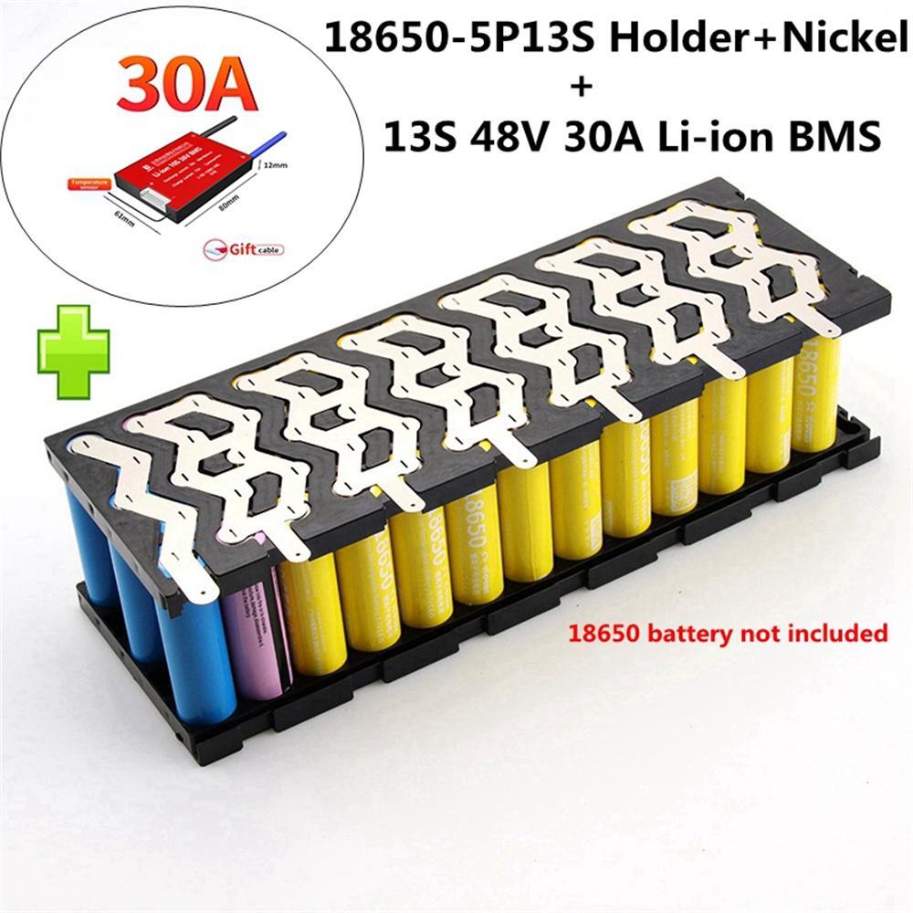 Daly 13S 48V 30A Li-ion BMS + 5P13S Holder + Nickel Kits for Battery AEU