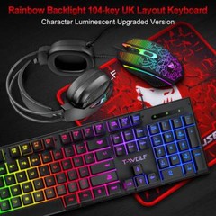 Wired Gaming Keyboard and Mouse Headset Combo RGB Backlit for Xbox One PS5 PS4