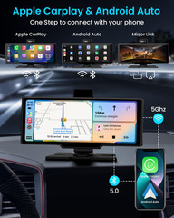 10.26″ Wireless Apple CarPlay Android Auto Portable Car FM Touch Screen Radio
