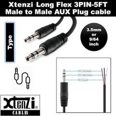 3Pin Jack AUX Flex Cable Wire Accessory for Bass Remote Knob Compatible 5 Feet