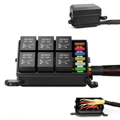 12V Fuse Relay Box 6 Relays and 6 Way ATC/ATO Fuses for Auto Car Marine Boat