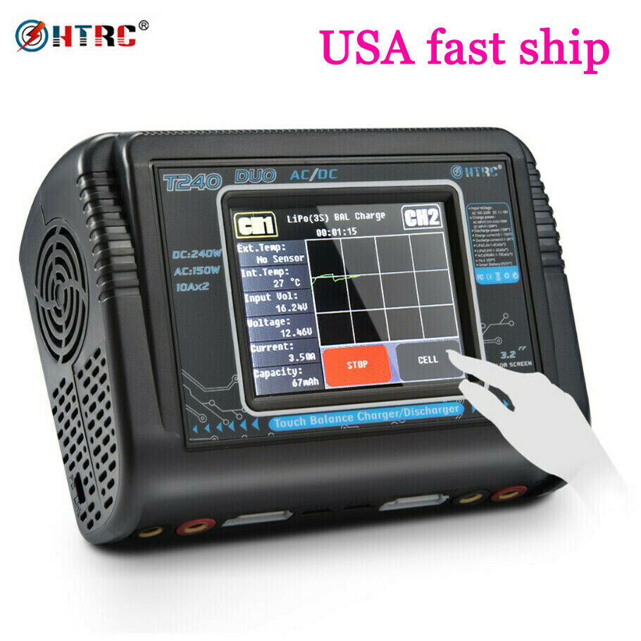 HTRC Touch Screen Dual Channel RC car lipo battery Balance Charger Discharger