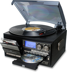 10-in-1 Vintage Vinyl Record Player with Bluetooth, CD, Cassette & Radio