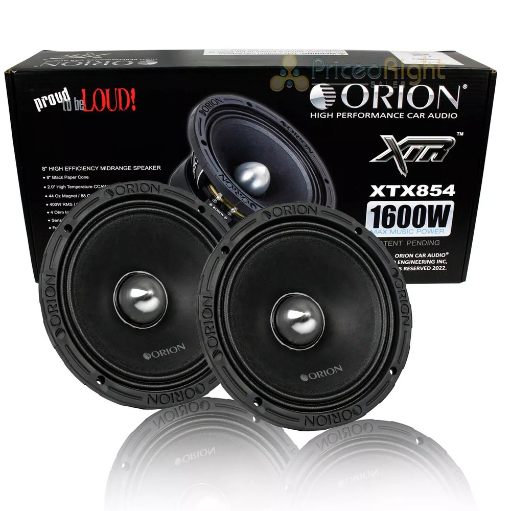 Pair Orion Audio 1600 Watt 8″ Mid Range Bass Loud 4 Ohm Midrange Speakers XTX854