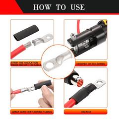 5pcs 4/0AWG Cable Connectors 5/16″ Ring Terminals Tinned Copper Crimp Wire Lugs