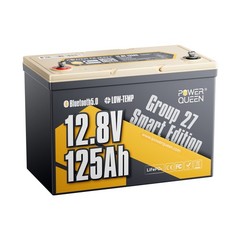 Used Power Queen 12V 125Ah Smart LiFePO4 Lithium Battery Deep Cycle Group 27