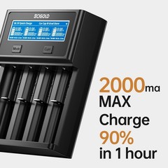 Smart Battery Charger 4A Fast Charging for Rechargeable Li-ion Ni-MH Ni-Zn