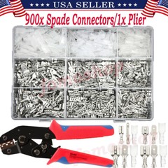 900Pcs Male Female Spade Wire Connector Crimp Terminal Kit for Car Audio Speaker