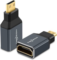 8K Mini HDMI Adapter 2-Pack, 2.1 Mini HDMI Male to Standard HDMI Female Adapt…