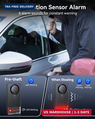 108dB Car Alarm System, Car Anti-Theft Vibration Sensor Alarm & Red Light, Wirel