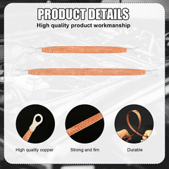 10x Universal Engine Automotive Ground Strap Connector Flat Braided Copper Cable