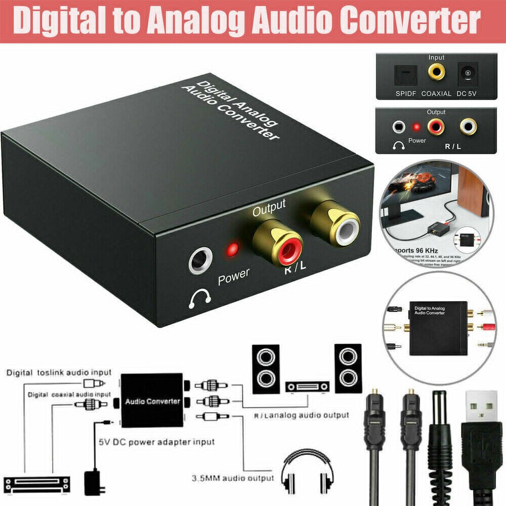 NEW Optical Coaxial Toslink Digital to Analog Audio Converter Adapter RCA L/R