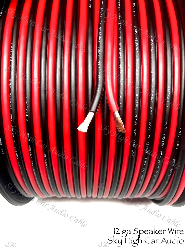 300′ feet TRUE 12 Gauge AWG RED/BK Speaker Wire W/ SPOOL Car Home Audio ft GA