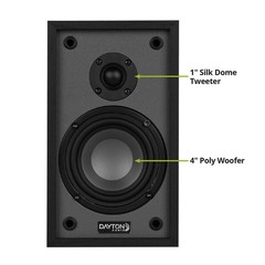 Classic B40 Bookshelf Speakers, 4″ Woofer & 1″ Tweeter, Passive 2-Way Design,…