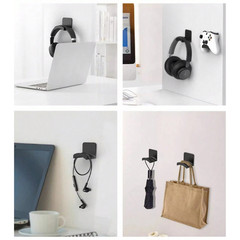 Wall-Mount Headphone Hanger Hook Adhesive No-Drill Gaming Headset Stand Hat Rack