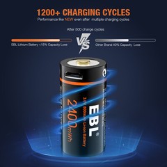 EBL 16340 CR123A USB Rechargeable Li-ion Battery 3.0V For Arlo Camera Lot