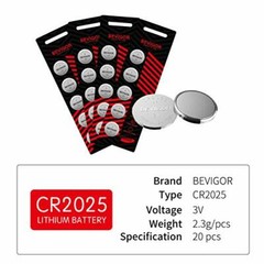 Bevigor CR2025 40 Count Cell Lithium 3V Coin Battery