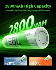 EBL AA AAA Rechargeable Batteries 2300 1100 2800mAh / NI-MH Optional Charger Lot