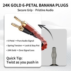 9 AWG 2-Pack Audiophile Speaker Cable – 2 Banana Plugs to 4 Spades per Cable,…