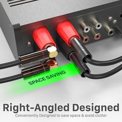 [12 Pair] Dual Screw Gold Plated Speaker Cable Connector Right Angle Banana Plug
