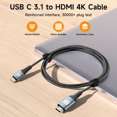 USB C to HDMI Cable 6Ft, 4K High-Speed USB 3.1 -C to HDMI Cord