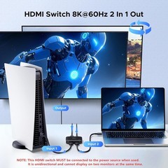 HDMI 2.1 Switch 2 in 1 Out 8K@60Hz Ultra HD Supports 4K@240Hz 4K@120Hz VRR HDR10