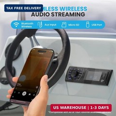 300W Bluetooth Marine Stereo Receiver – Single DIN In-Dash AM/FM Radio with USB/