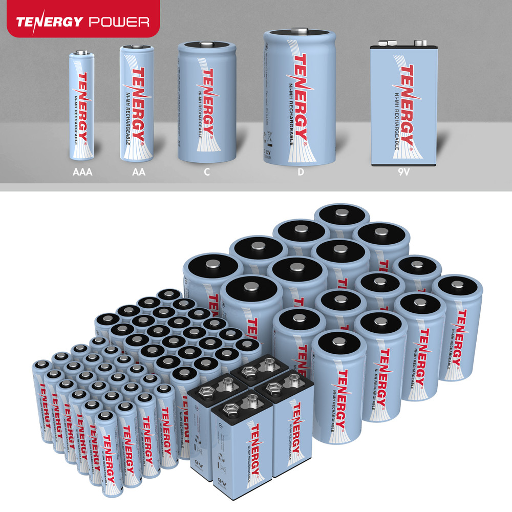 Tenergy STANDARD NiMH 1.2V AA AAA C D 9V Rechargeable Batteries LOT