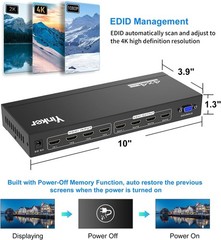 4K HDMI Matrix Switch 4×4, 4K@30Hz HDMI Matrix Switcher Splitter 4 in 4 Out