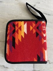 Vintage 2000’s Pendleton ZipperedWool CD/DVD Travel Case Red Southwestern Aztec