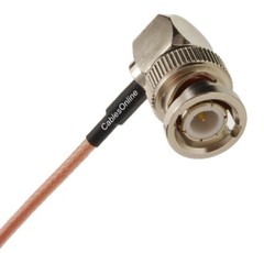 BNC Right-Angle Male to BNC Male 50-Ohm RG316 Coax Low Loss RF Cable