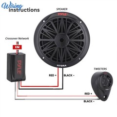 Pyle 6.5″ 200 W Marine Boat Speaker System Weather Proof Dual 2 Way