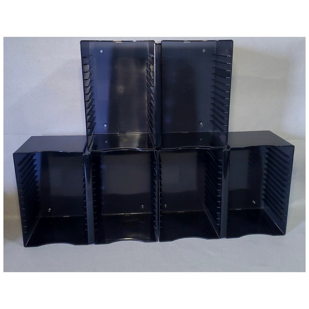 3 – Vtg ATLANTIC Black Charcoal 30 CD Storage Disc Wall Mountable Holder Rack