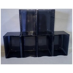 3 – Vtg ATLANTIC Black Charcoal 30 CD Storage Disc Wall Mountable Holder Rack