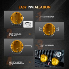 4PCS 7inch LED Work Light Pods Spot Flood Combo Fog Lamp for Offroad Driving Car