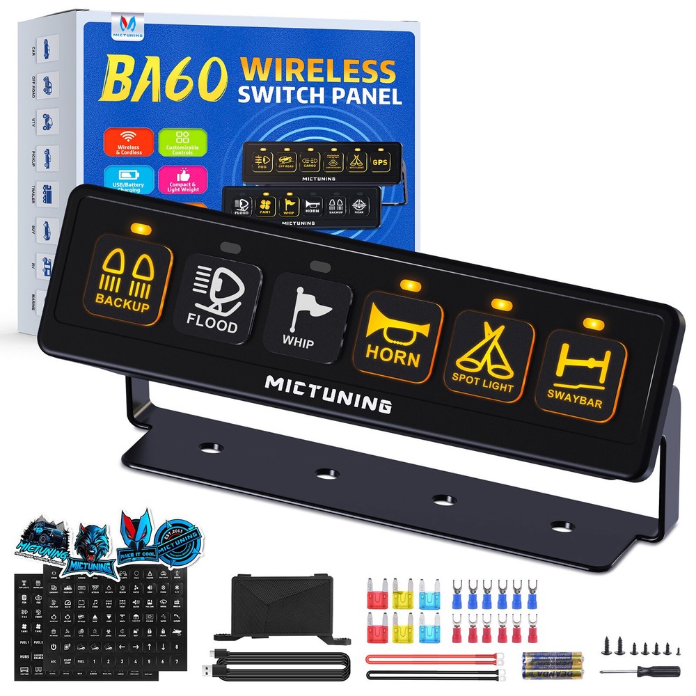 6 Gang Wireless Switch Panel, For LED Light Bar Power Circuit Box Remote Control