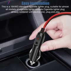 2* Built-in 15A Fused Car Cigarette LED Lighter Adapter Power Male Plug W/ Leads