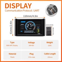 Ebike 24V-48V 17A 26A 30A Sine Wave Controller+S966 Display for 250W-1000W Motor