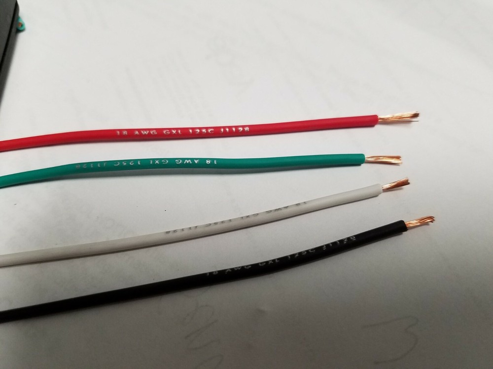 18 AWG GXL HIGH TEMP AUTOMOTIVE POWER WIRE 4 COLORS 10 FT EA LEGEND PRINT