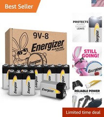 Long-Lasting Alkaline 9V Battery Pack – 8 Count for Household & Emergency Use